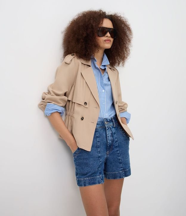 Short Regular en Jeans con Pences Delanteros y Cintura Alta 5