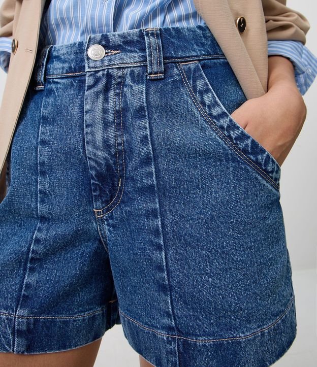 Short Regular en Jeans con Pences Delanteros y Cintura Alta 6