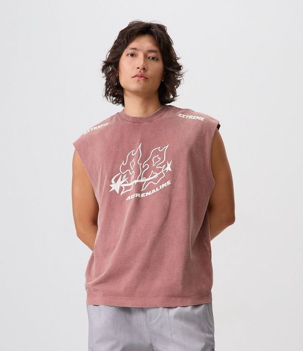 Musculosa Boxy en Algodón Marmorizada con Estampado 4