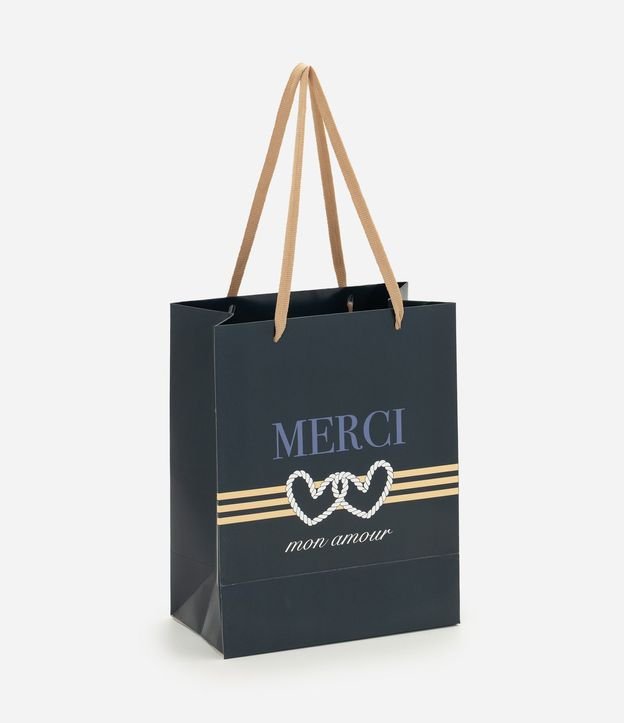 Bolsa de Regalo Pequeña en Papel con Lettering Merci Mon Amour