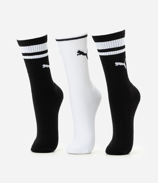 Kit 03 Medias Caña Larga en Algodón con Estampa de Puma 2
