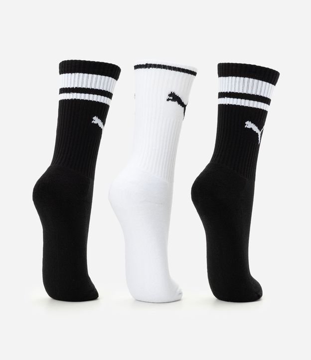 Kit 03 Medias Caña Larga en Algodón con Estampa de Puma 3