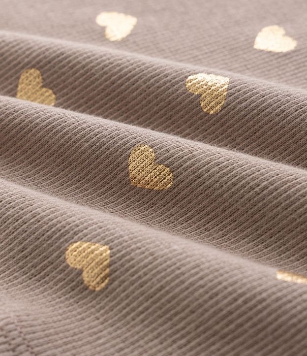 Vestido Infantil en Algodón Canelado con Foil de Corazones Dorado - Talle 1 a 6 años 4