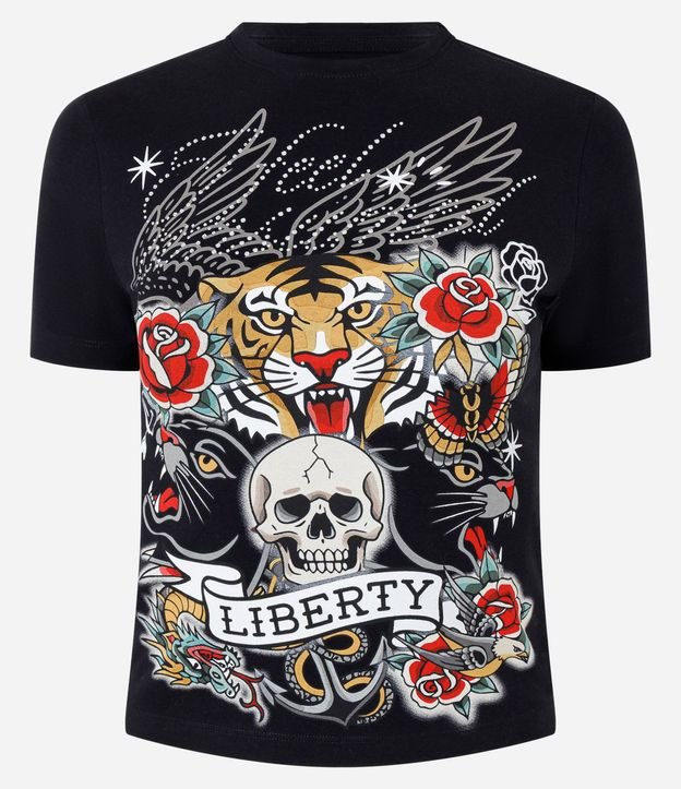 Remera New T-Shirt con Estampa de Tiger Liberty y Aplicación de Brillos 5