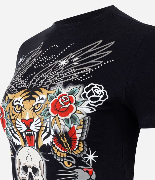Remera New T-Shirt con Estampa de Tiger Liberty y Aplicación de Brillos 6