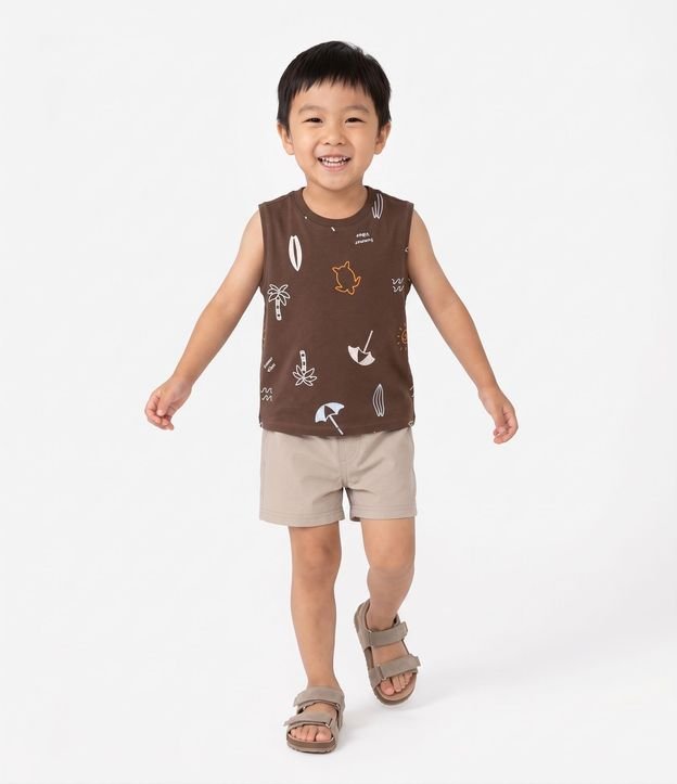 Remera Infantil en Algodón Poim Estampado Ícones de Playa - Talle 1 a 6 años