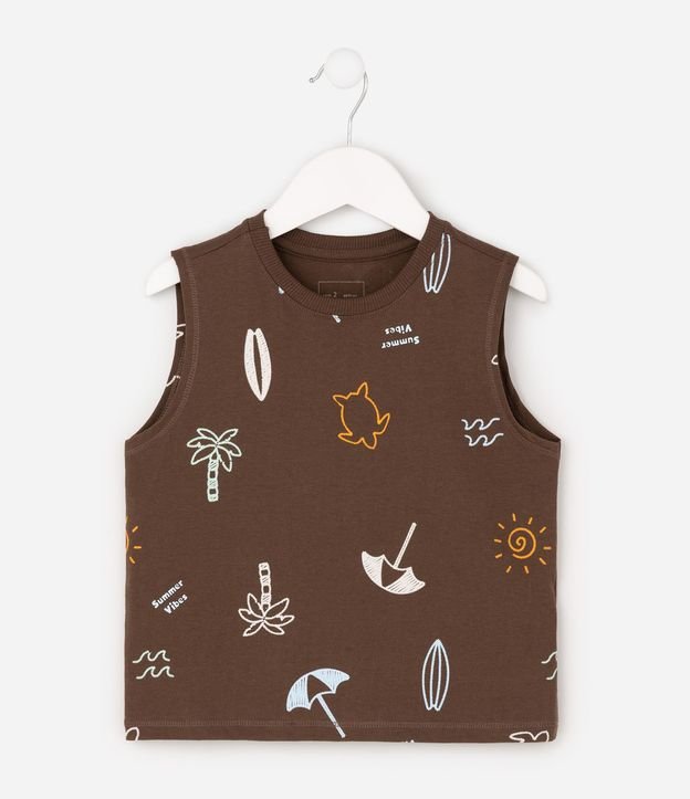 Remera Infantil en Algodón Poim Estampado Ícones de Playa - Talle 1 a 6 años 7