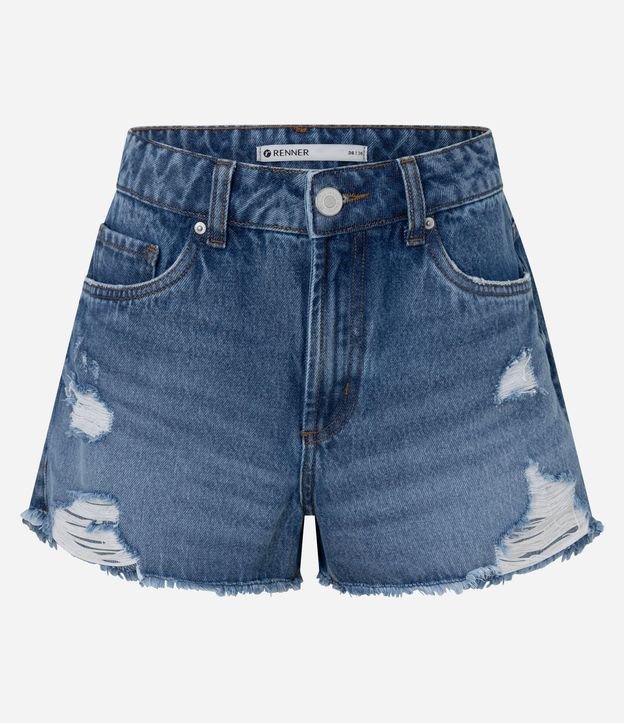 Short en Jeans con Terminación Deshilachada y Rotos