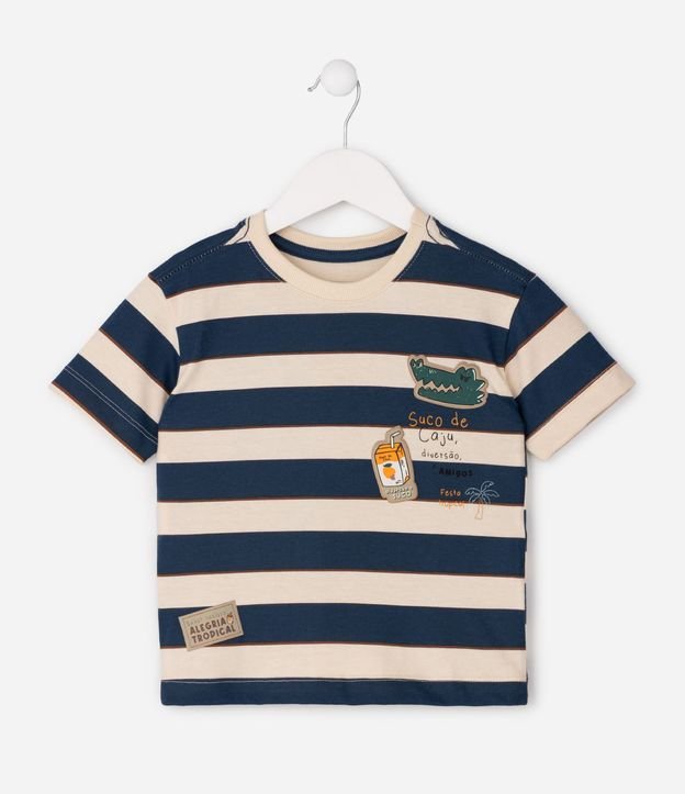 Remera Infantil Rayada con Patch y Estampa Localizada - Talle 1 a 6 años 3