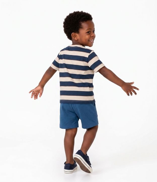 Remera Infantil Rayada con Patch y Estampa Localizada - Talle 1 a 6 años 7
