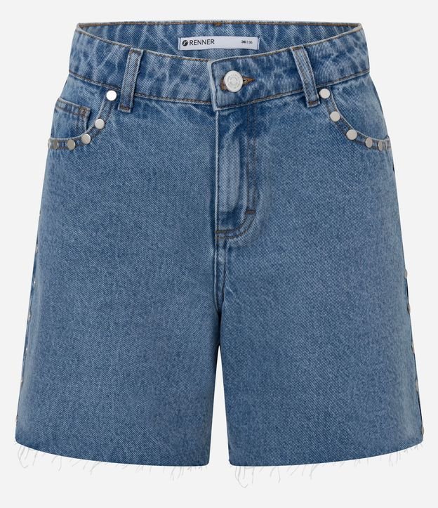 Short Midi en Jeans con Cintura Mediana y Tachuelas