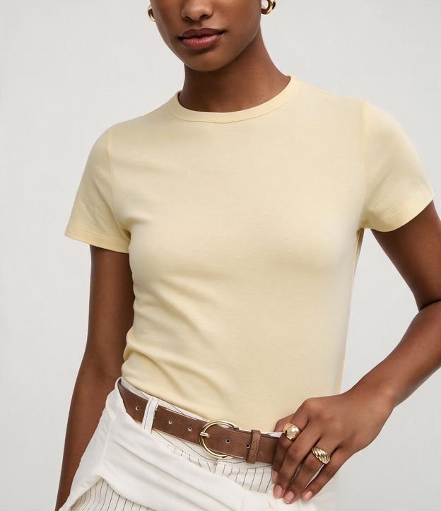 Blusa Slim Básica en Algodón Peruano con Cuello Redondo