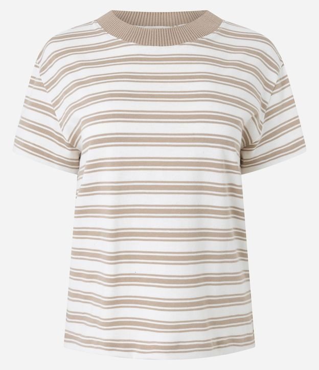 Remera en Algodón Rayada con Cuello Acanalada 5