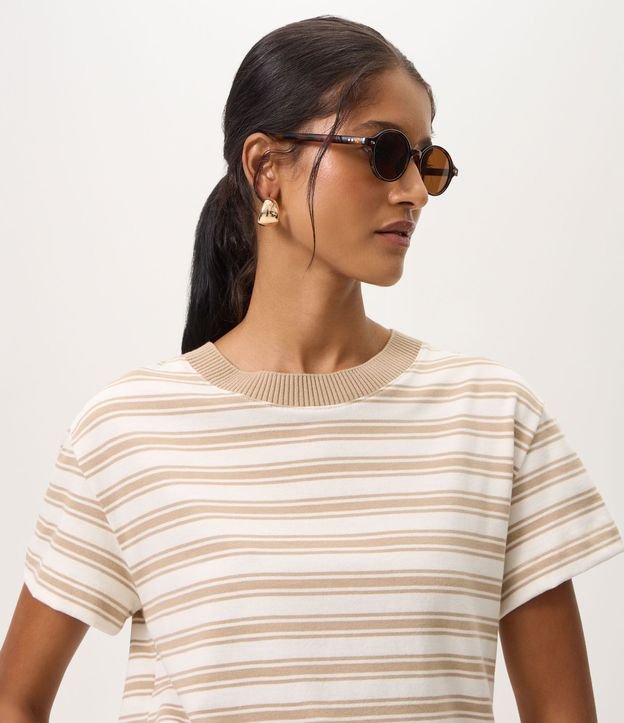 Remera en Algodón Rayada con Cuello Acanalada 3