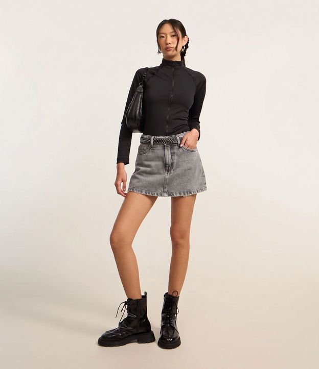 Short Pollera Jeans con Efecto Marmoleado 4