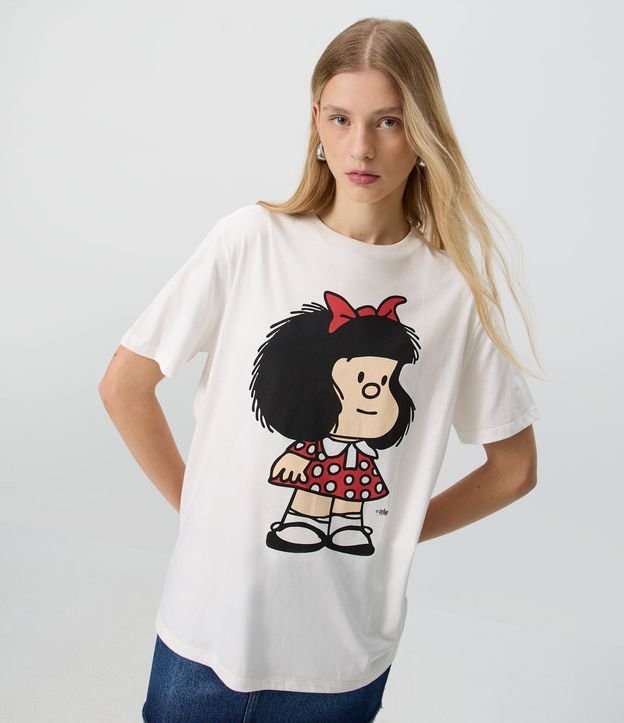 Remera en Algodón con Estampado Mafalda y Lettering Posterior 3