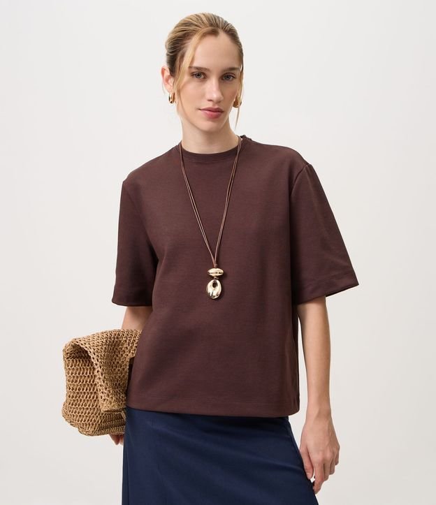 Remera Boxy en Algodón Cuello Redondo