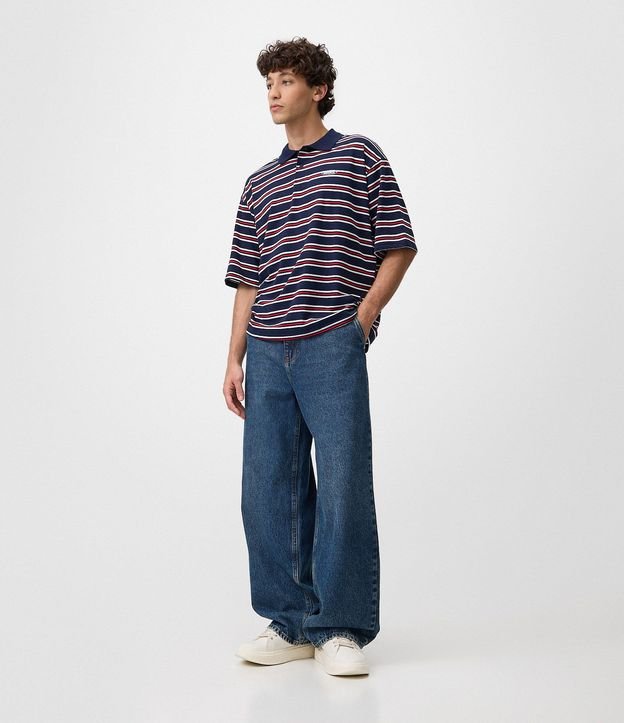 Remera Polo Boxy Rayada con Bordado 2
