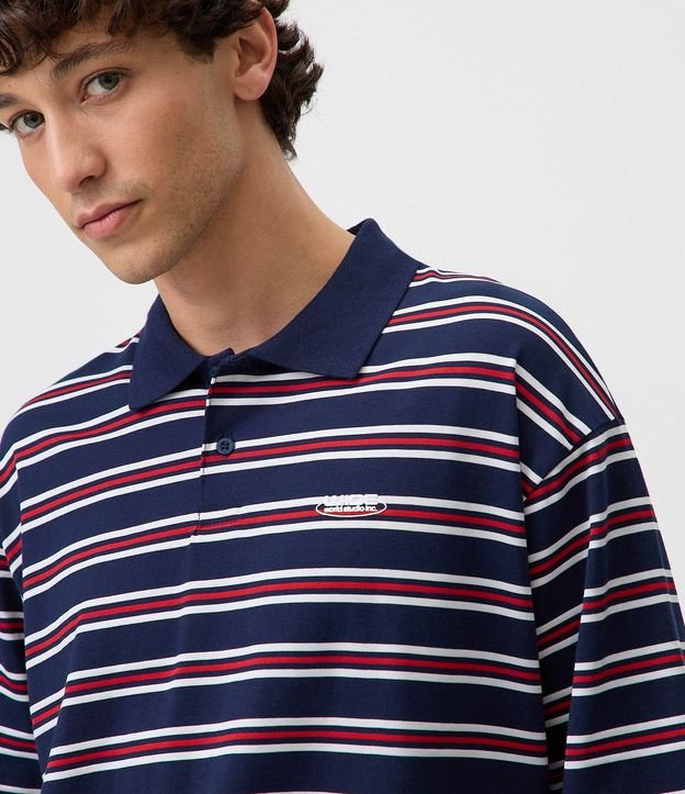 Remera Polo Boxy Rayada con Bordado 4