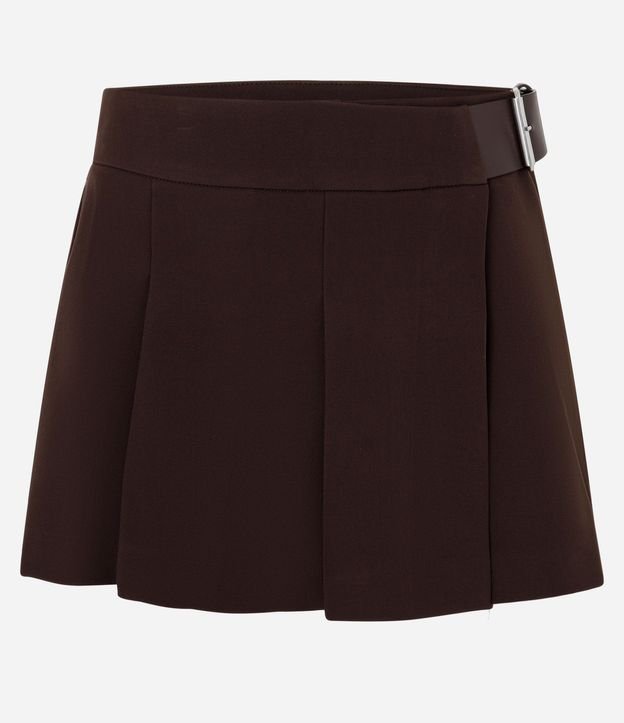 Short Pollera Sastre con Plegado Delantero y Cinturón Lateral