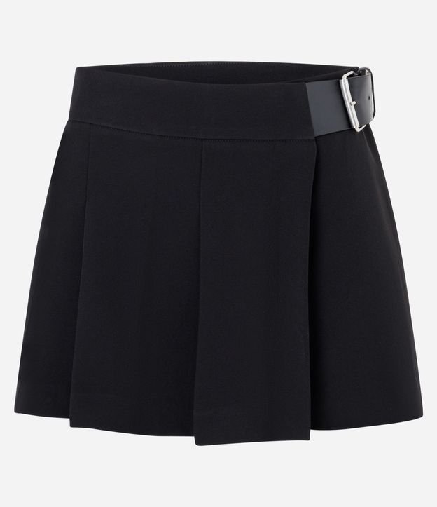 Short Pollera Sastre con Plegado Delantero y Cinturón Lateral