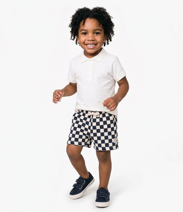 Bermuda Infantil en Algodón Cuadriculado - Talle 1 a 6 años
