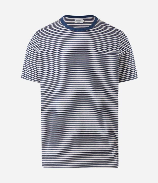Remera en Algodón Peruano con Rayas horizontales y Cuello Contrastante 5