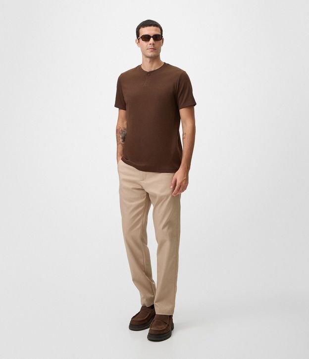 Pantalón Recto Oxford con Cintura
