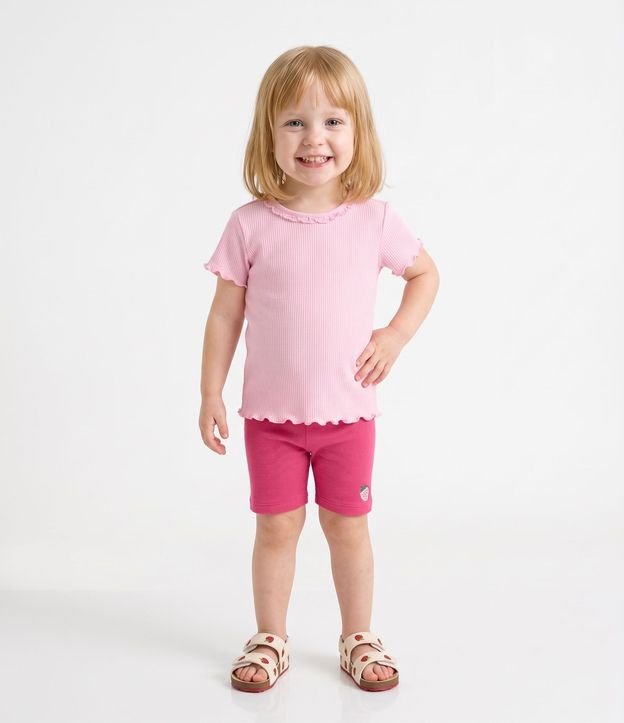 Short Infantil en Rib Ciclista con Frutilla - Talle 1 a 6 años