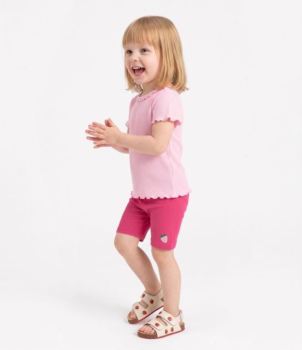 Short Infantil en Rib Ciclista con Frutilla - Talle 1 a 6 años 2