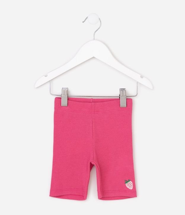 Short Infantil en Rib Ciclista con Frutilla - Talle 1 a 6 años