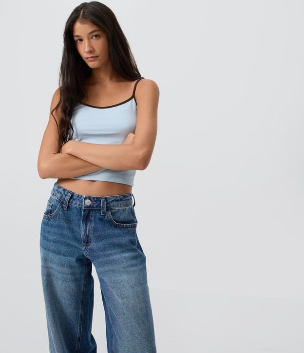 Pantalón Wide en Jeans con Tiro Bajo y Bolsillos 2