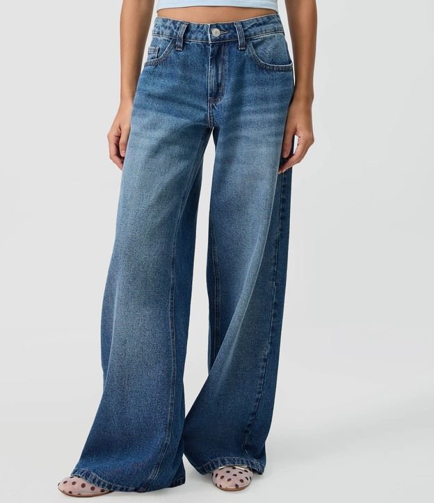 Pantalón Wide en Jeans con Tiro Bajo y Bolsillos 3