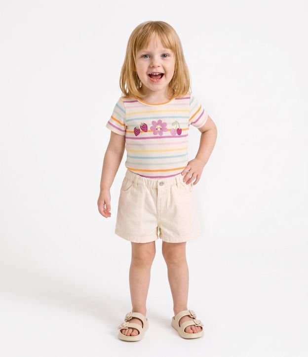 Remera Infantil en Algodón Estampa de Frutillas y Flor - Talle 1 a 6 años