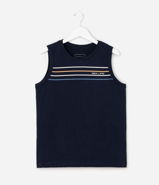 Remera Infantil en Algodón Estampado Localizada y Raya en el Pecho - Tam  5 a 14 años 3