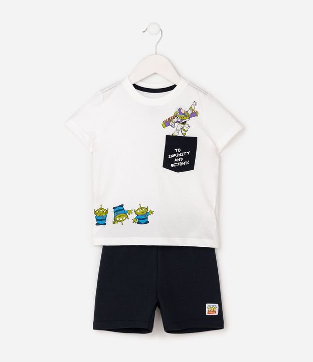 Conjunto Infantil en Algodón Toy Story Bordado Buzz Lightyear en el Bolsillo - Talle 2 a 6 años