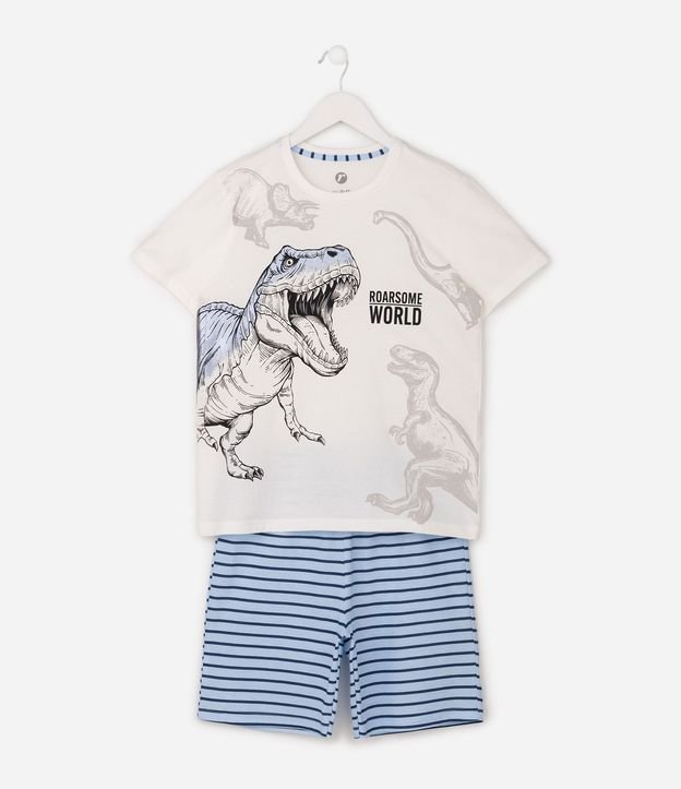 Pijama Infantil en Algodón Estampa de Dinosaurio - Talle 5 a 14 años