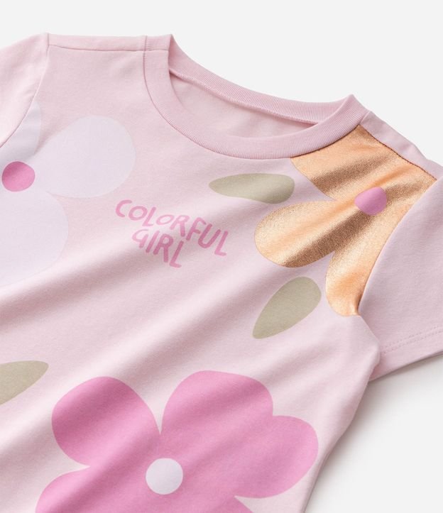Remera Infantil en Algodón Poim Estampado Floral - Tam1 a 6 años 4