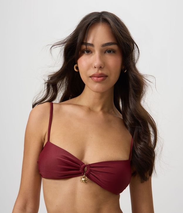 Bikini Top Bandeau en Microfibra con Adorno Delantero