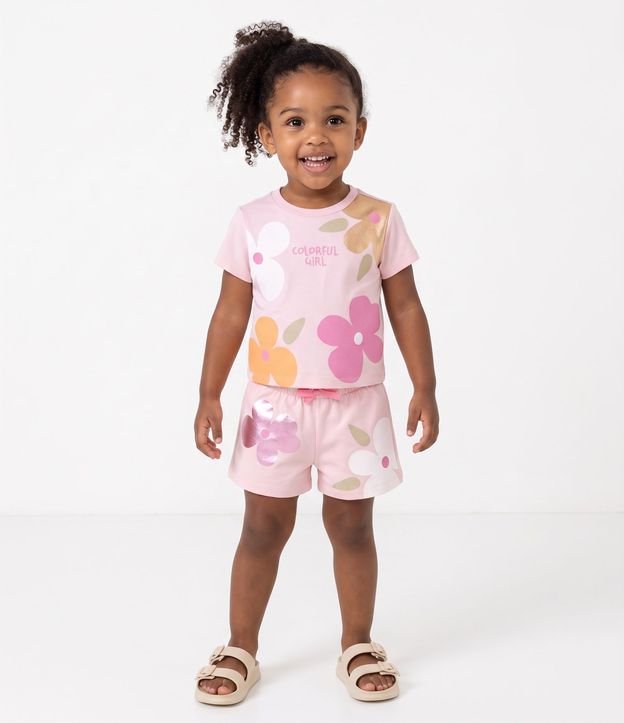 Short Clochard Infantil en Algodón con Estampado Floral - Talle 1 a 6 años