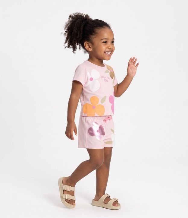 Short Clochard Infantil en Algodón con Estampado Floral - Talle 1 a 6 años 2