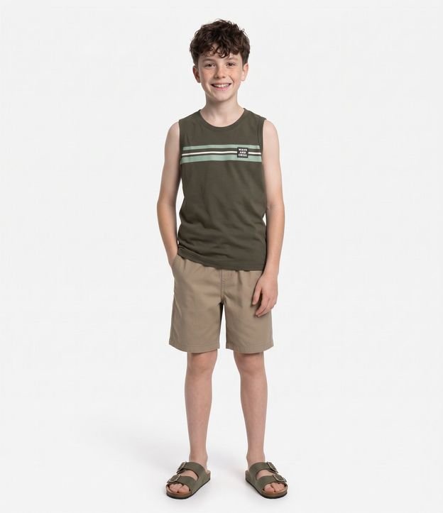Remera Infantil en Algodón Rayada con Estampado Localizada - Talle 5 a 14 años 1