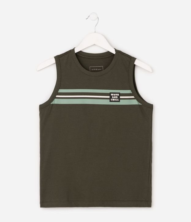 Remera Infantil en Algodón Rayada con Estampado Localizada - Talle 5 a 14 años