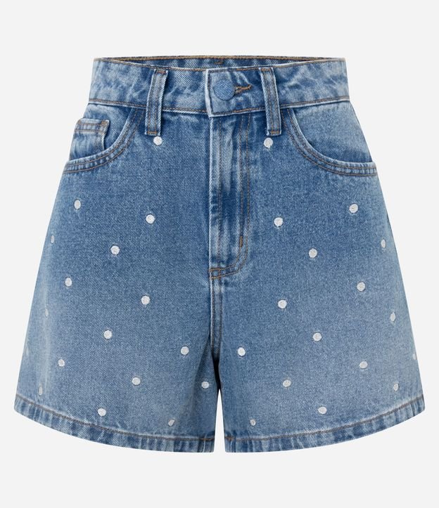 Short Evasê en Jeans con Bordado de Lunares 6
