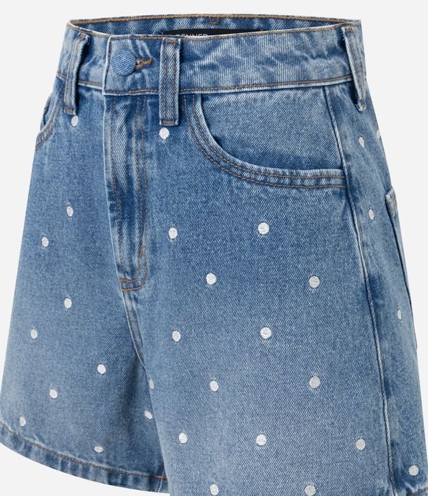 Short Evasê en Jeans con Bordado de Lunares 7