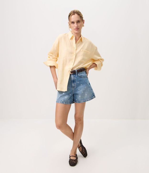 Short Evasê en Jeans con Bordado de Lunares