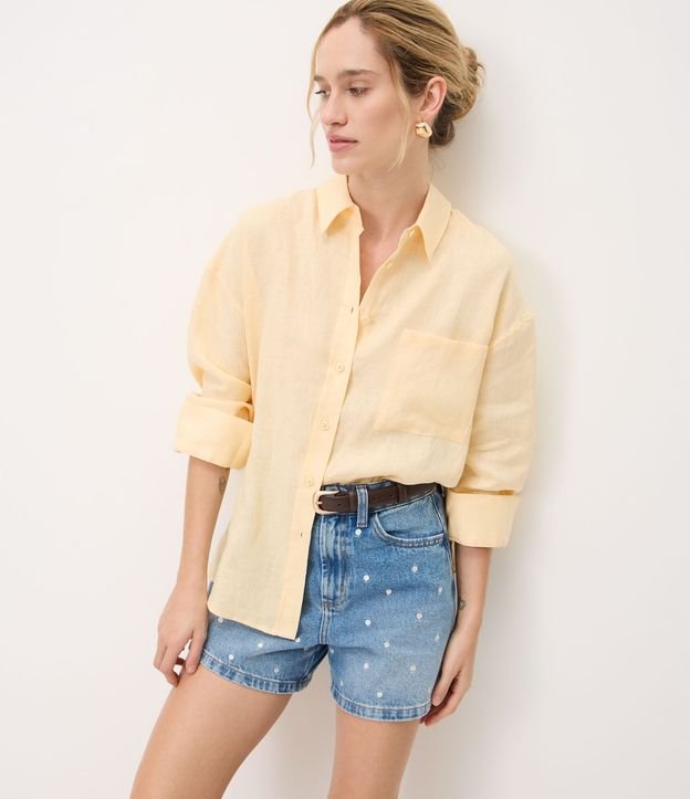 Short Evasê en Jeans con Bordado de Lunares 2