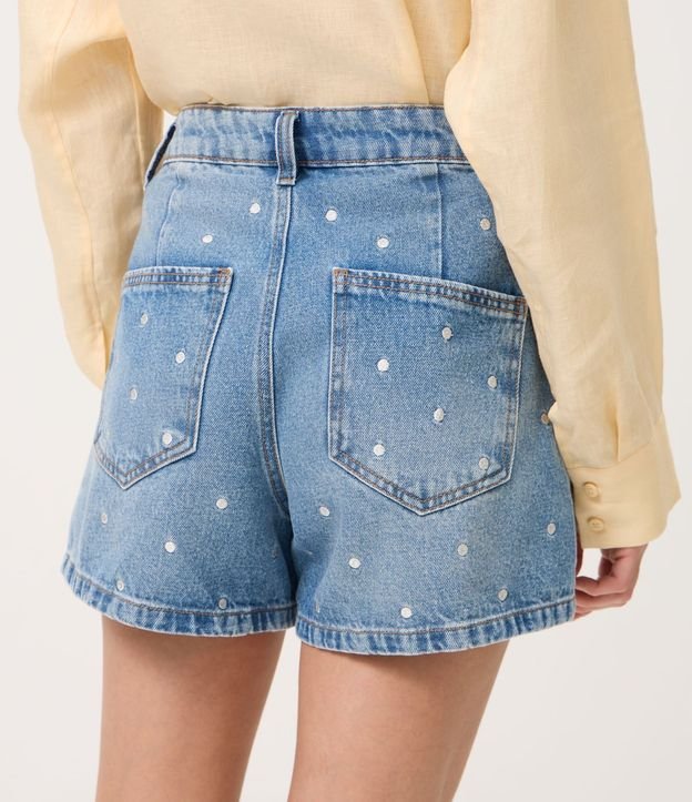 Short Evasê en Jeans con Bordado de Lunares 5