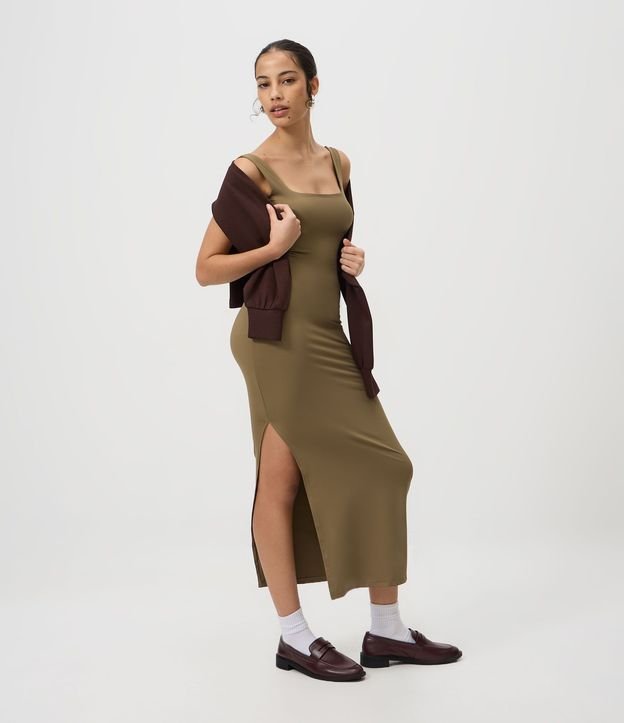 Vestido Long Midi en Poliamida con Escote en la Espalda