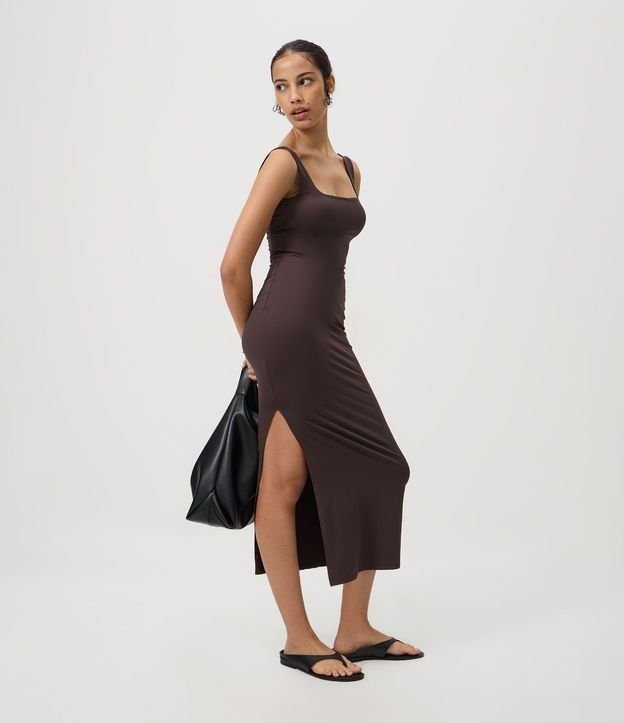 Vestido Long Midi en Poliamida con Escote en la Espalda